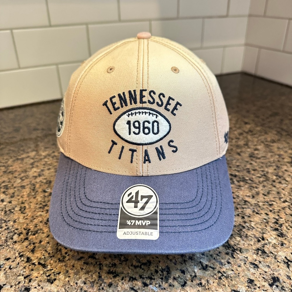 Tennessee Titans '47 MVP Dusted Abile Adjustable Tan Blue Baseball Hat Cap New